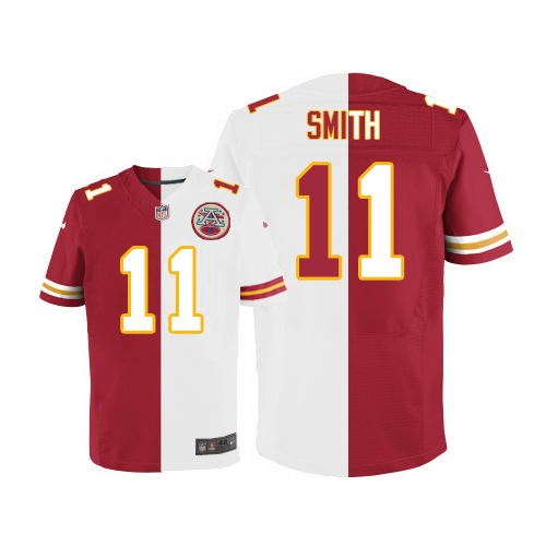 Men's Elite Alex Smith Nike Jersey Red/White - #11 Split Fashion NFL Kansas City Chiefs